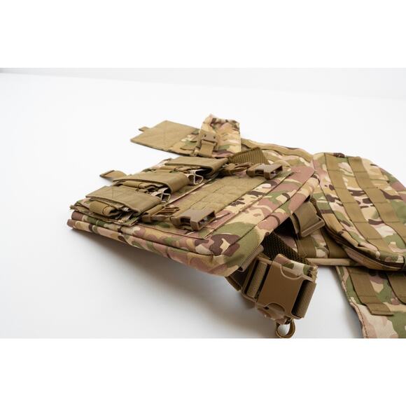 Tactical Chest Rig Vest MultiCam MOLLE Airsoft with Mag Pouch & Hydration Panel - Picture 3 of 8